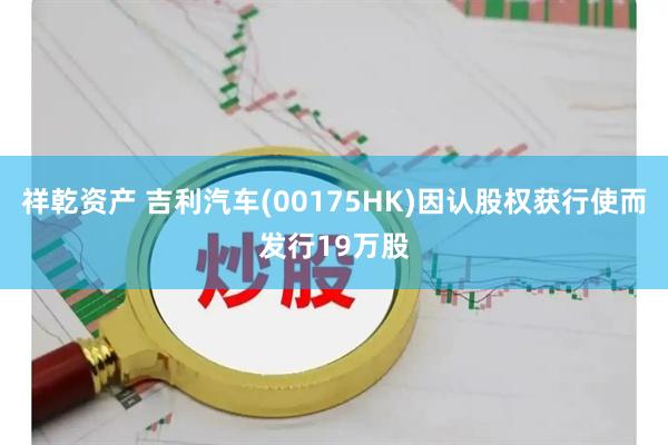 祥乾资产 吉利汽车(00175HK)因认股权获行使而发行19万股